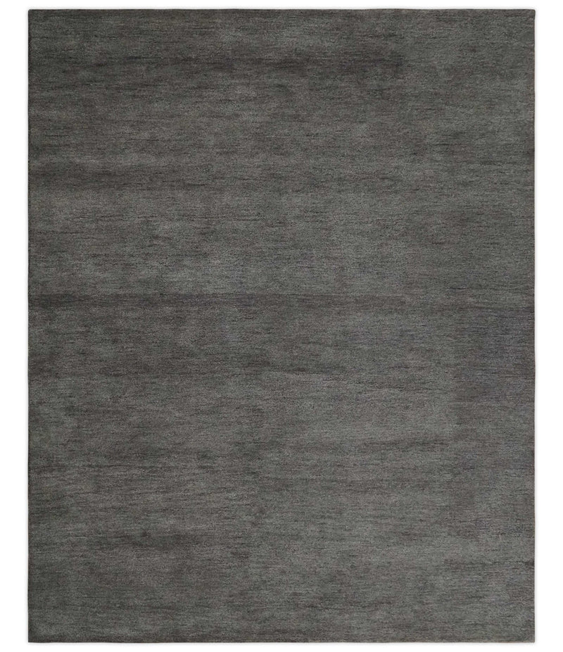 Solid Plane Charcoal Woolen Hand Tufted Gabbeh wool area Rug - The Rug Decor