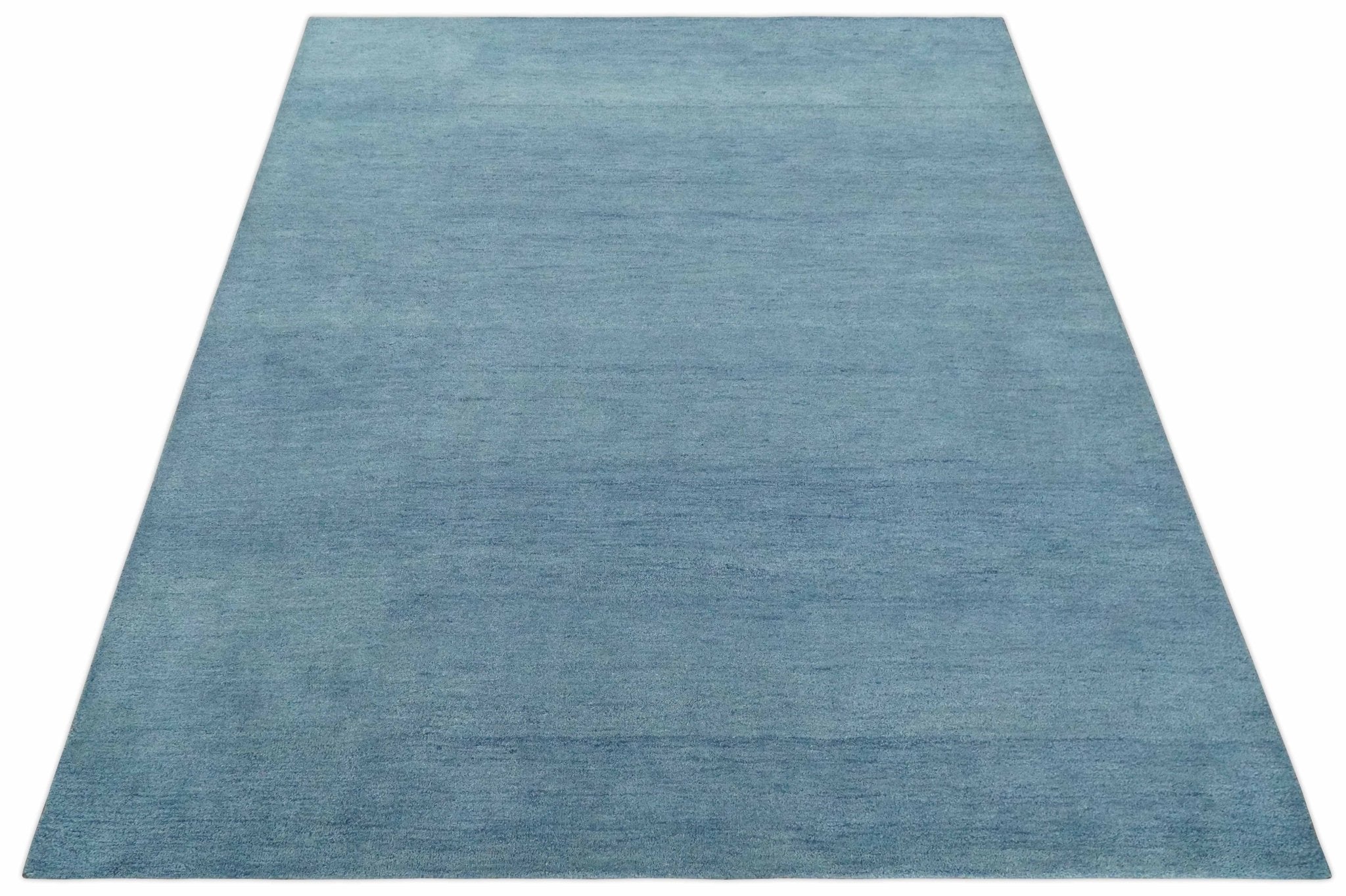 Hand Knotted Gabbeh Silk Rectangle Area shops Rug Solid Light Blue BBH Homes BBLS0111