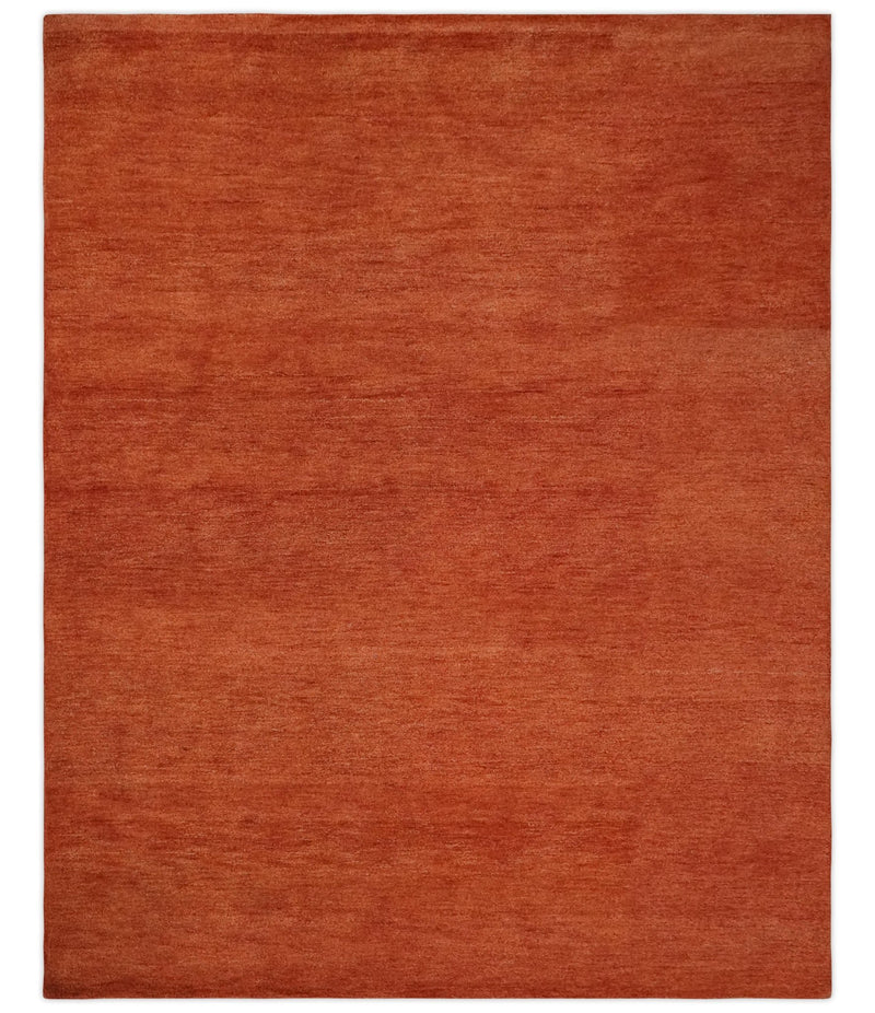 Solid Plane Rust Woolen Hand Tufted 8x10 wool Rug - The Rug Decor