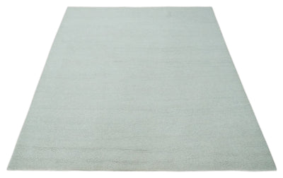 Solid plane Silver Hand Knotted 8x10 Wool Area Rug - The Rug Decor