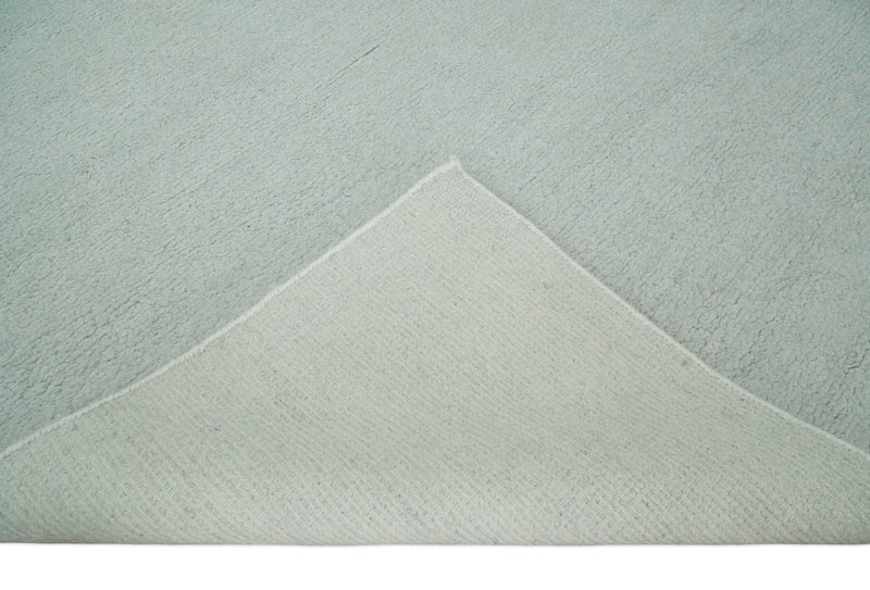 Solid plane Silver Hand Knotted 8x10 Wool Area Rug - The Rug Decor