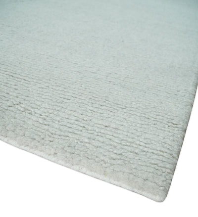 Solid plane Silver Hand Knotted 8x10 Wool Area Rug - The Rug Decor