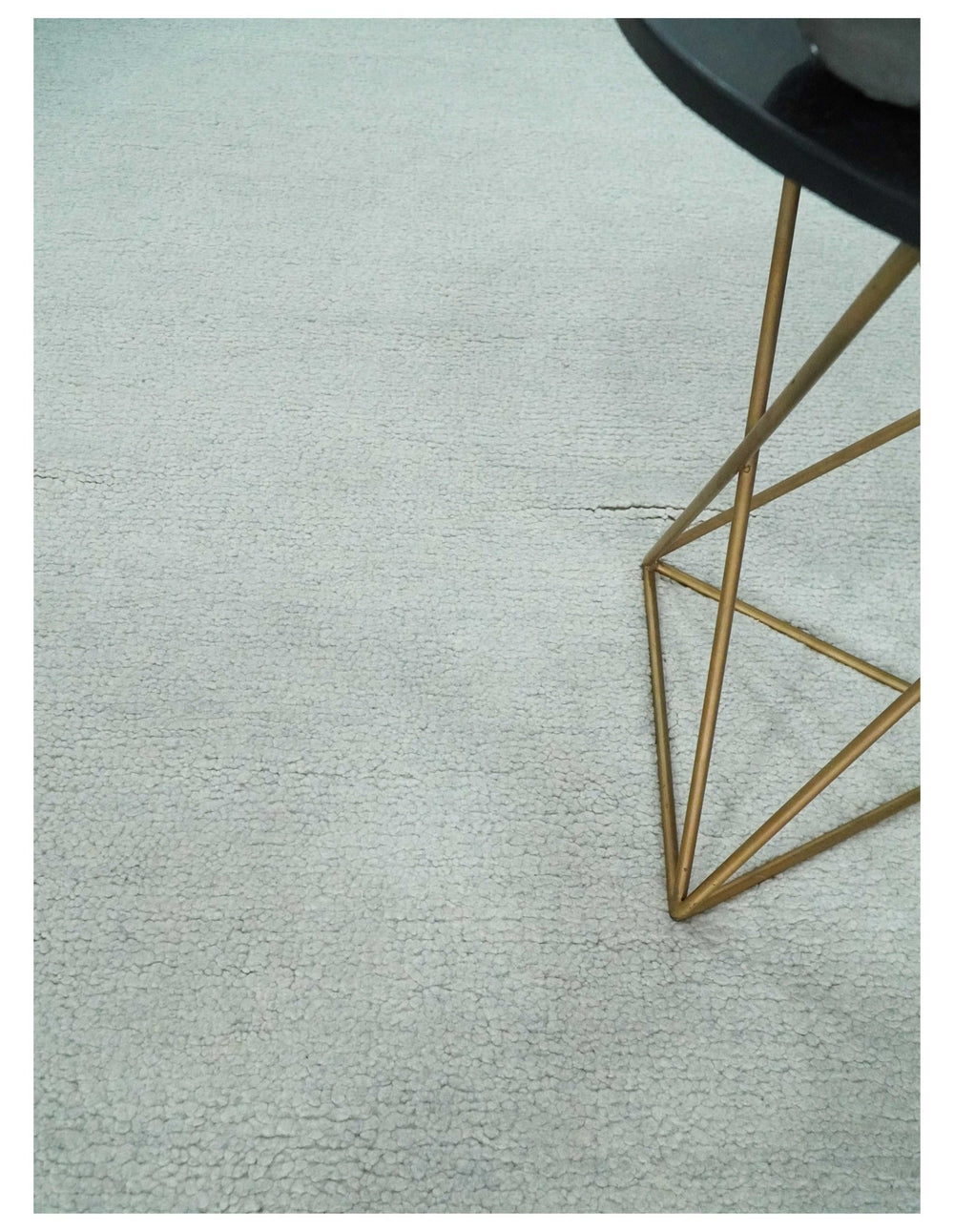 Solid plane Silver Hand Knotted 8x10 Wool Area Rug - The Rug Decor