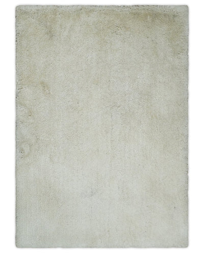 Solid Plush and Soft 3x5, 4x6 and 5x7 Hand Woven Shag Ivory Area Rug | SHAG1 - The Rug Decor