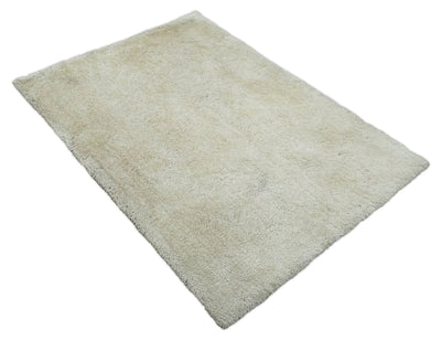 Solid Plush and Soft 3x5, 4x6 and 5x7 Hand Woven Shag Ivory Area Rug | SHAG1 - The Rug Decor