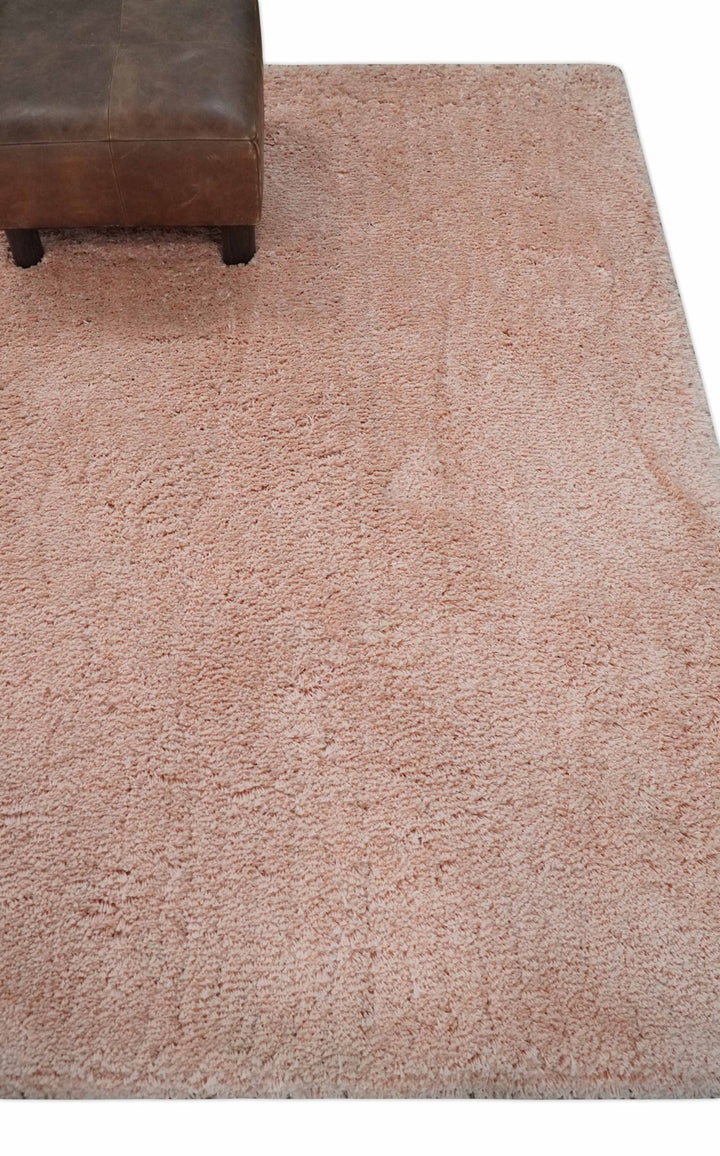 Solid Plush and Soft 3x5, 4x6 and 5x7 Hand Woven Shag Peach Area Rug | SHAG11 - The Rug Decor