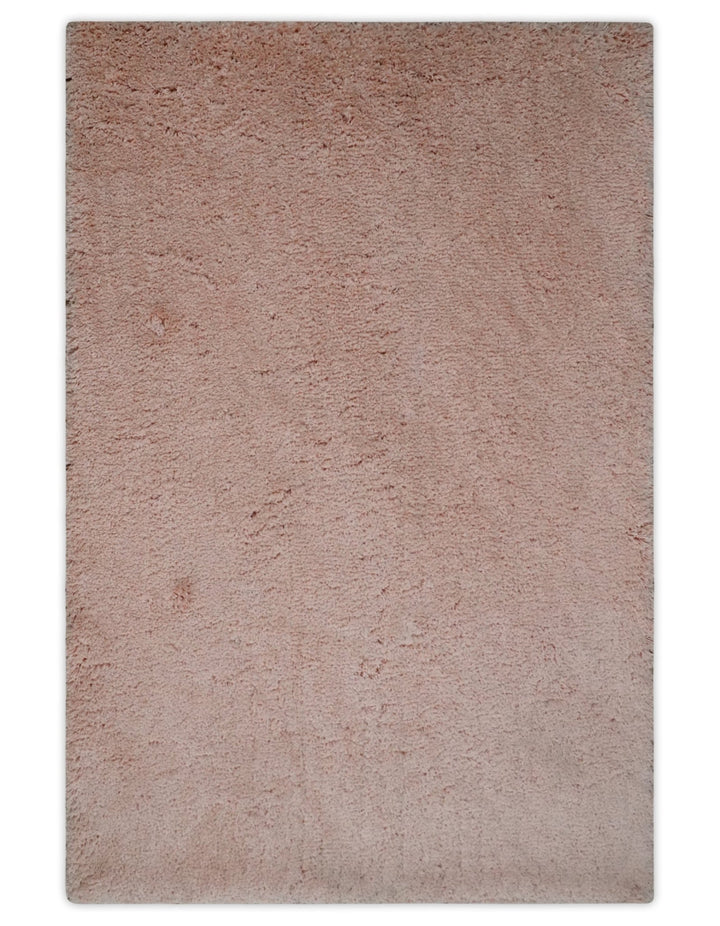 Solid Plush and Soft 3x5, 4x6 and 5x7 Hand Woven Shag Peach Area Rug | SHAG11 - The Rug Decor