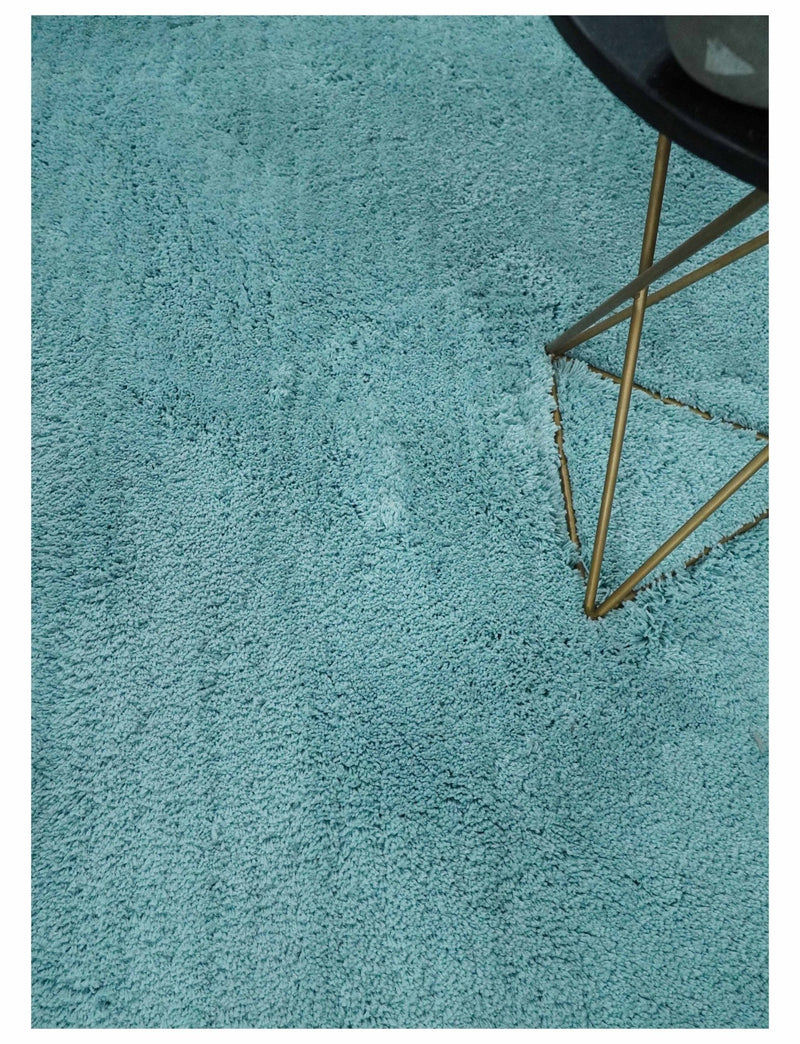 Solid Plush and Soft 3x5, 4x6 and 5x7 Hand Woven Shag Teal Area Rug - The Rug Decor