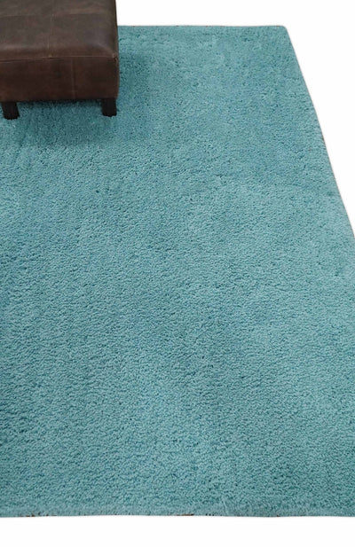 Solid Plush and Soft 3x5, 4x6 and 5x7 Hand Woven Shag Teal Area Rug - The Rug Decor