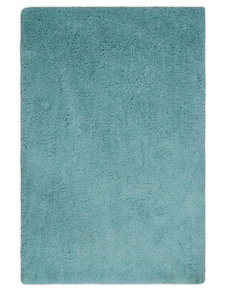 Solid Plush and Soft 3x5, 4x6 and 5x7 Hand Woven Shag Teal Area Rug - The Rug Decor