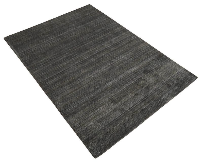 Solid Shaded Charcoal Shaded Scandinavian 5x7 Blended Wool Flatwoven Area Rug | HL34 - The Rug Decor