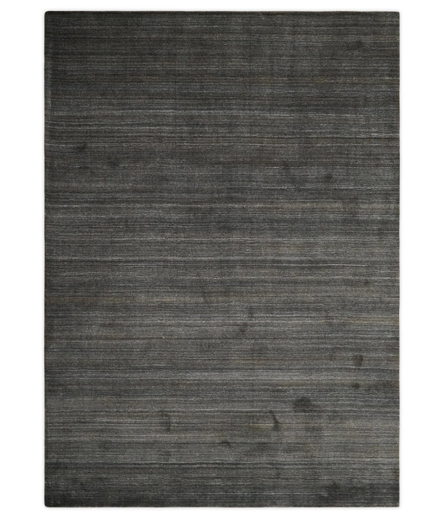Solid Shaded Charcoal Shaded Scandinavian 5x7 Blended Wool Flatwoven Area Rug | HL34 - The Rug Decor