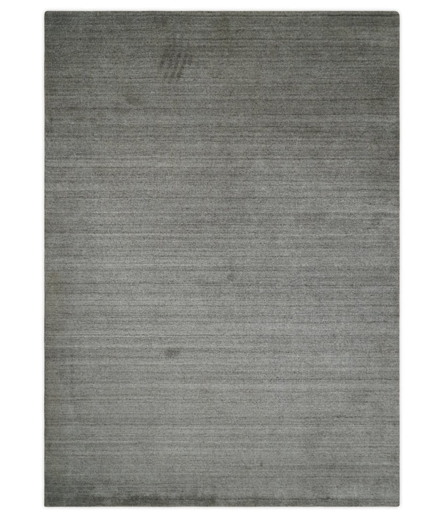 Solid Shaded Gray Shaded Scandinavian 5x7 Blended Wool Flatwoven Area Rug | HL33 - The Rug Decor