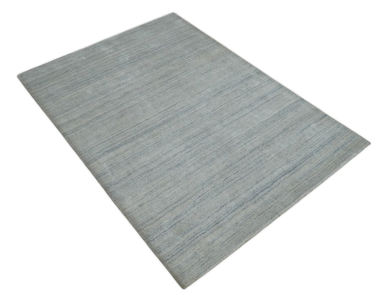 Solid Silver and White Scandinavian 5x7 Blended Wool Flatwoven Area Rug | HL22 - The Rug Decor
