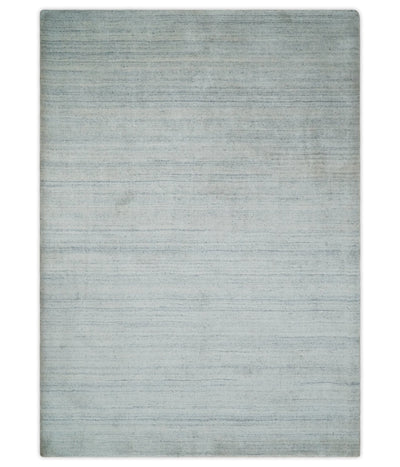 Solid Silver and White Scandinavian 5x7 Blended Wool Flatwoven Area Rug | HL22 - The Rug Decor