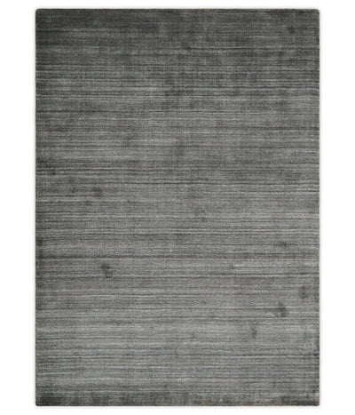 Solid Silver Shaded Scandinavian 5x7 Blended Wool Flatwoven Area Rug | HL23 - The Rug Decor
