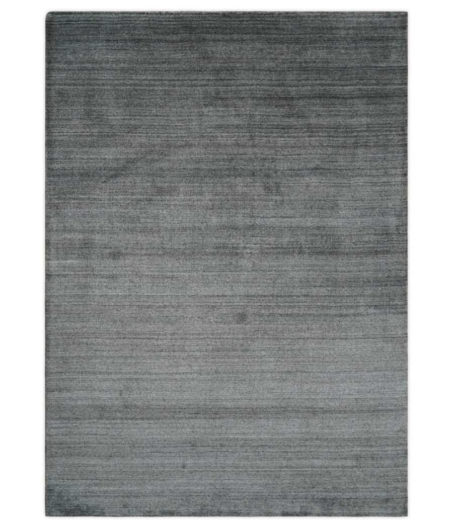 Solid Silver Shaded Scandinavian 5x7 Blended Wool Flatwoven Area Rug | HL37 - The Rug Decor