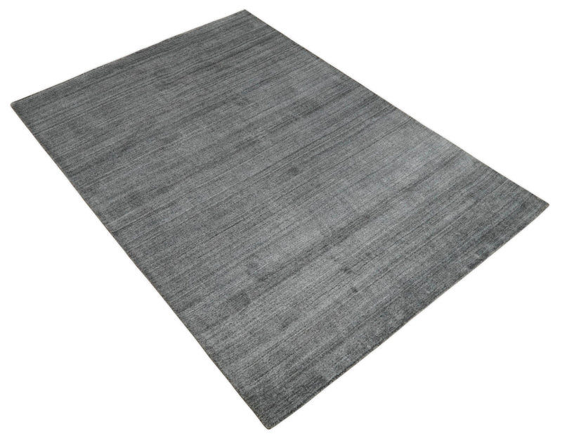 Solid Silver Shaded Scandinavian 5x7 Blended Wool Flatwoven Area Rug | HL37 - The Rug Decor