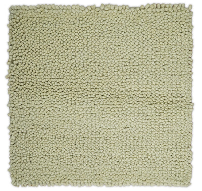Square 3x3 Beige Wool Shag Handmade Felted Rug | SHA1 - The Rug Decor