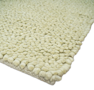 Square 3x3 Beige Wool Shag Handmade Felted Rug | SHA1 - The Rug Decor