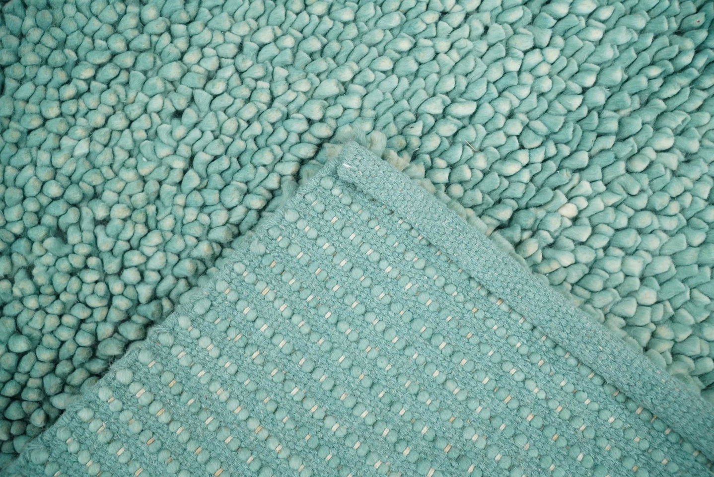 Square 3x3 Blue Wool Shag Handmade Felted Rug | SHA2 - The Rug Decor