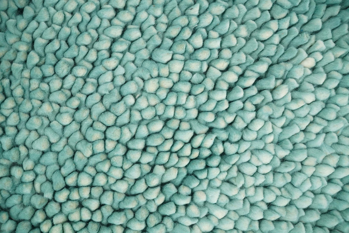 Square 3x3 Blue Wool Shag Handmade Felted Rug | SHA2 - The Rug Decor