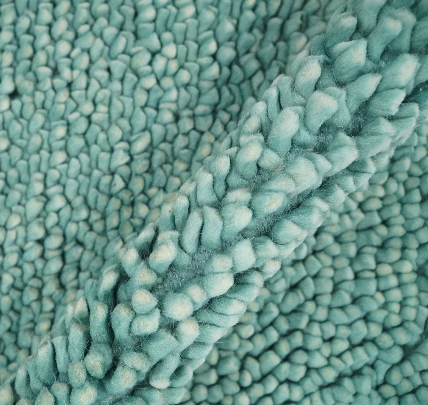 Square 3x3 Blue Wool Shag Handmade Felted Rug | SHA2 - The Rug Decor