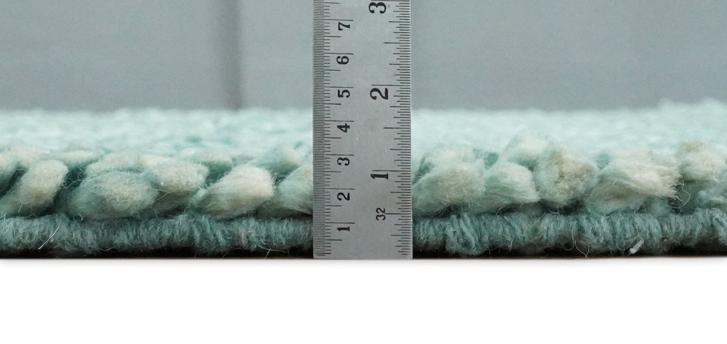 Square 3x3 Blue Wool Shag Handmade Felted Rug | SHA2 - The Rug Decor