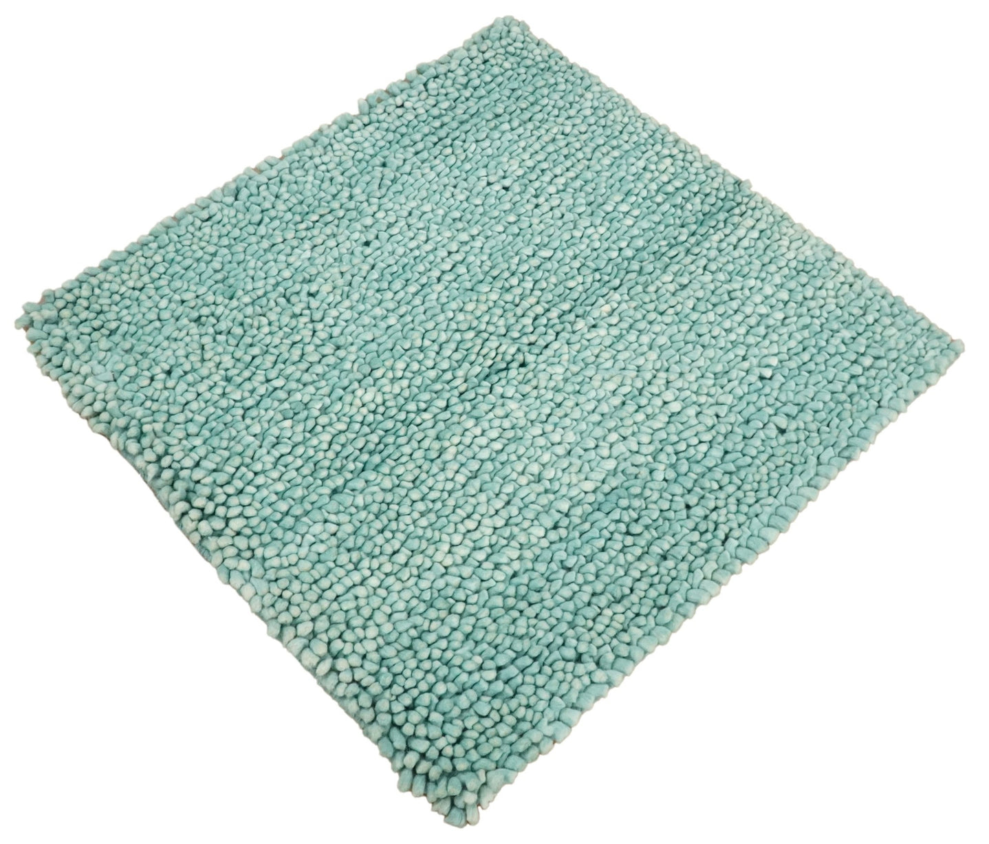 Square 3x3 Blue Wool Shag Handmade Felted Rug | SHA2 - The Rug Decor