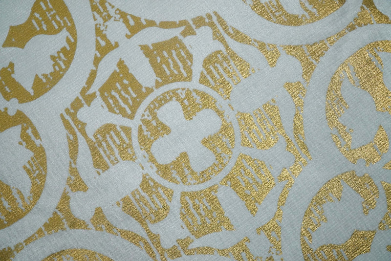 Square Geometric Printed Modern Contemporary Accent Gold and White Pillow Cover | PL08 - The Rug Decor