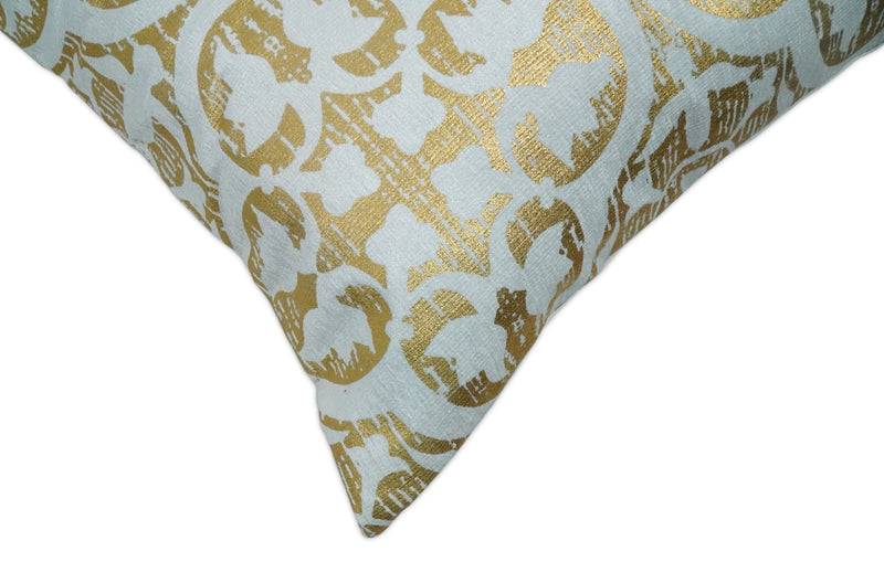 Square Geometric Printed Modern Contemporary Accent Gold and White Pillow Cover | PL08 - The Rug Decor
