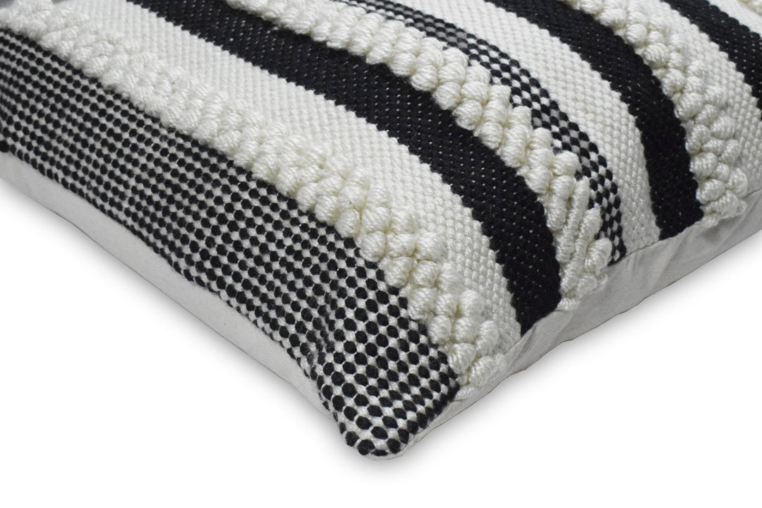 Square Outdoor and Indoor Safe Black and White Striped Pillow - The Rug Decor