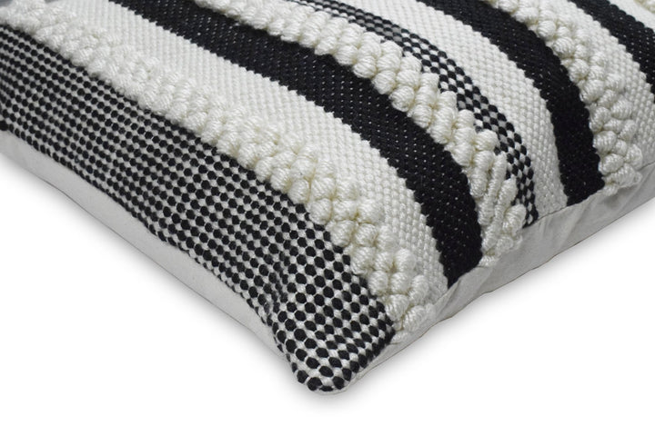 Square Outdoor and Indoor Safe Black and White Striped Pillow - The Rug Decor