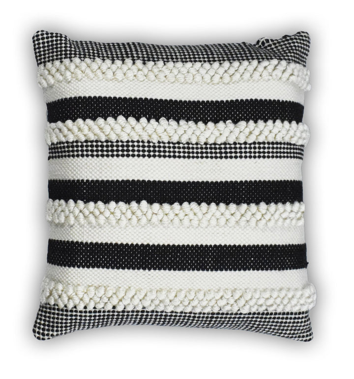 Square Outdoor and Indoor Safe Black and White Striped Pillow - The Rug Decor