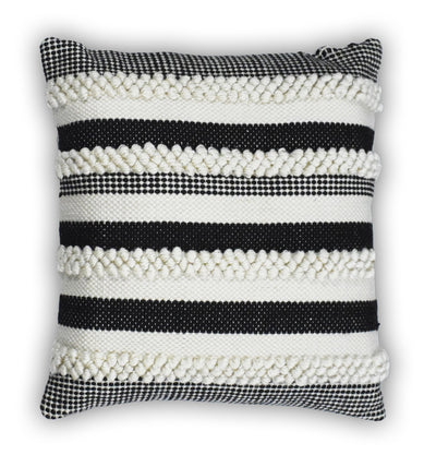 Square Outdoor and Indoor Safe Black and White Striped Pillow - The Rug Decor