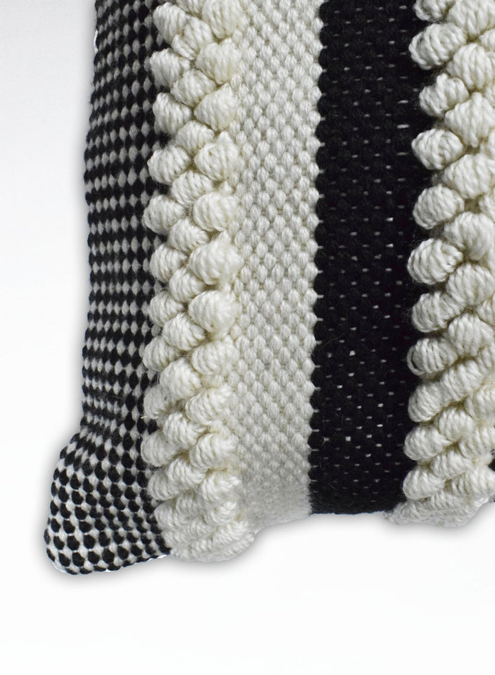 Square Outdoor and Indoor Safe Black and White Striped Pillow - The Rug Decor