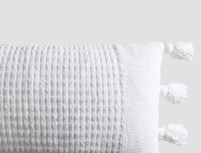 Super Soft Solid Sienna Braided Pom Pom Lumbar Pillow - The Rug Decor