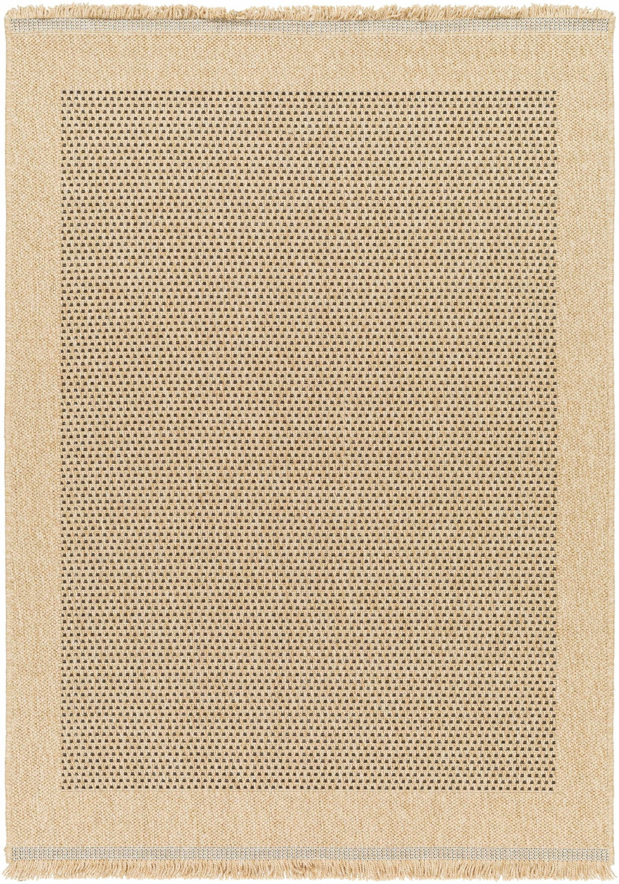 Tan and Charcoal Unique Net Design Flat Woven Indoor and Outdoor Safe Area Rug - The Rug Decor