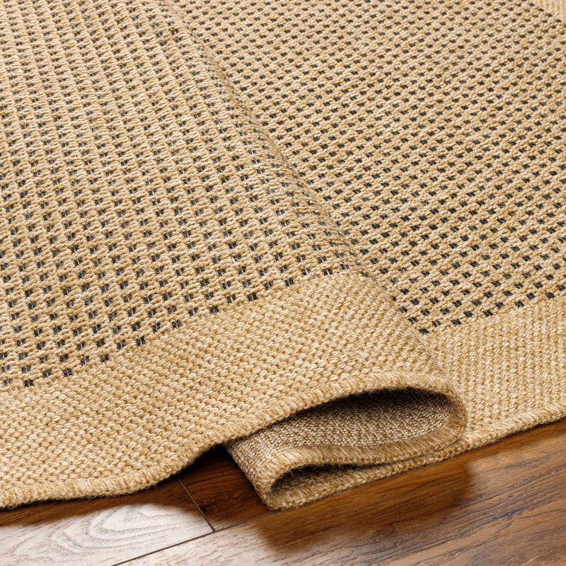 Tan and Charcoal Unique Net Design Flat Woven Indoor and Outdoor Safe Area Rug - The Rug Decor