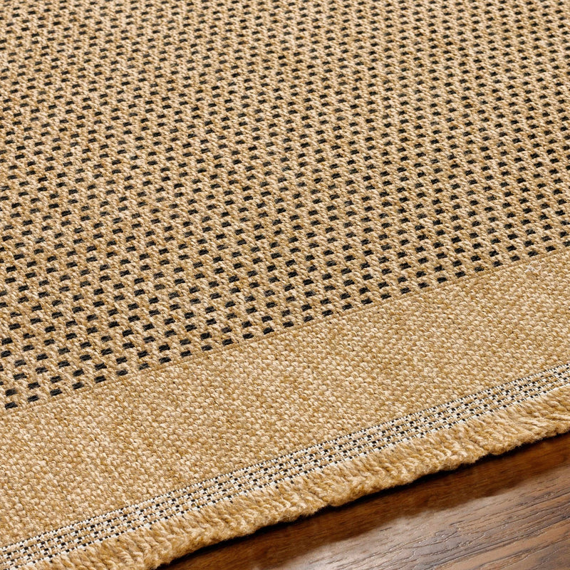 Tan and Charcoal Unique Net Design Flat Woven Indoor and Outdoor Safe Area Rug - The Rug Decor