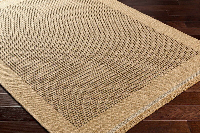 Tan and Charcoal Unique Net Design Flat Woven Indoor and Outdoor Safe Area Rug - The Rug Decor