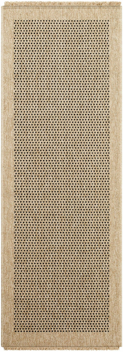 Tan and Charcoal Unique Net Design Flat Woven Indoor and Outdoor Safe Area Rug - The Rug Decor