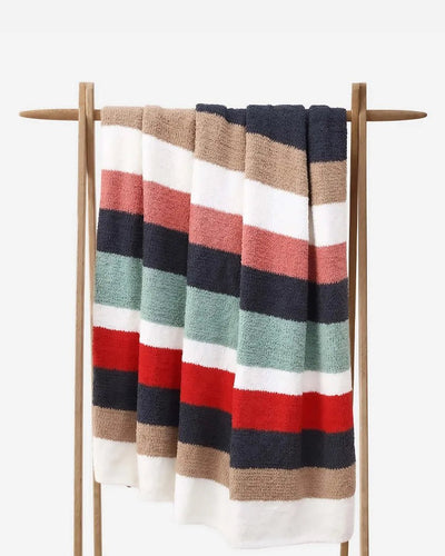 Tan And Colorful Striped Lightweight And Comfortable Throw - The Rug Decor