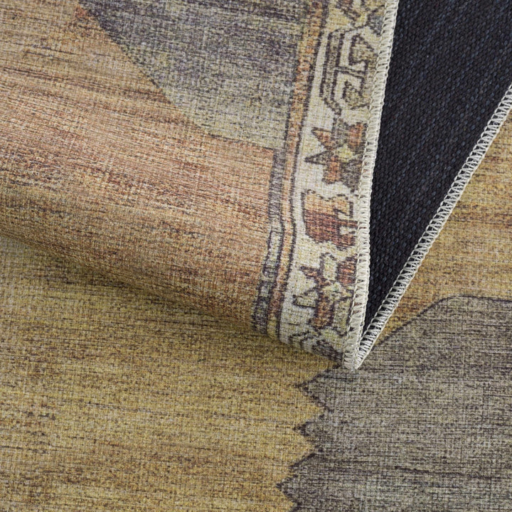 Tan, Beige and Charcoal Antique Style Traditional Machine Washable Area rug - The Rug Decor