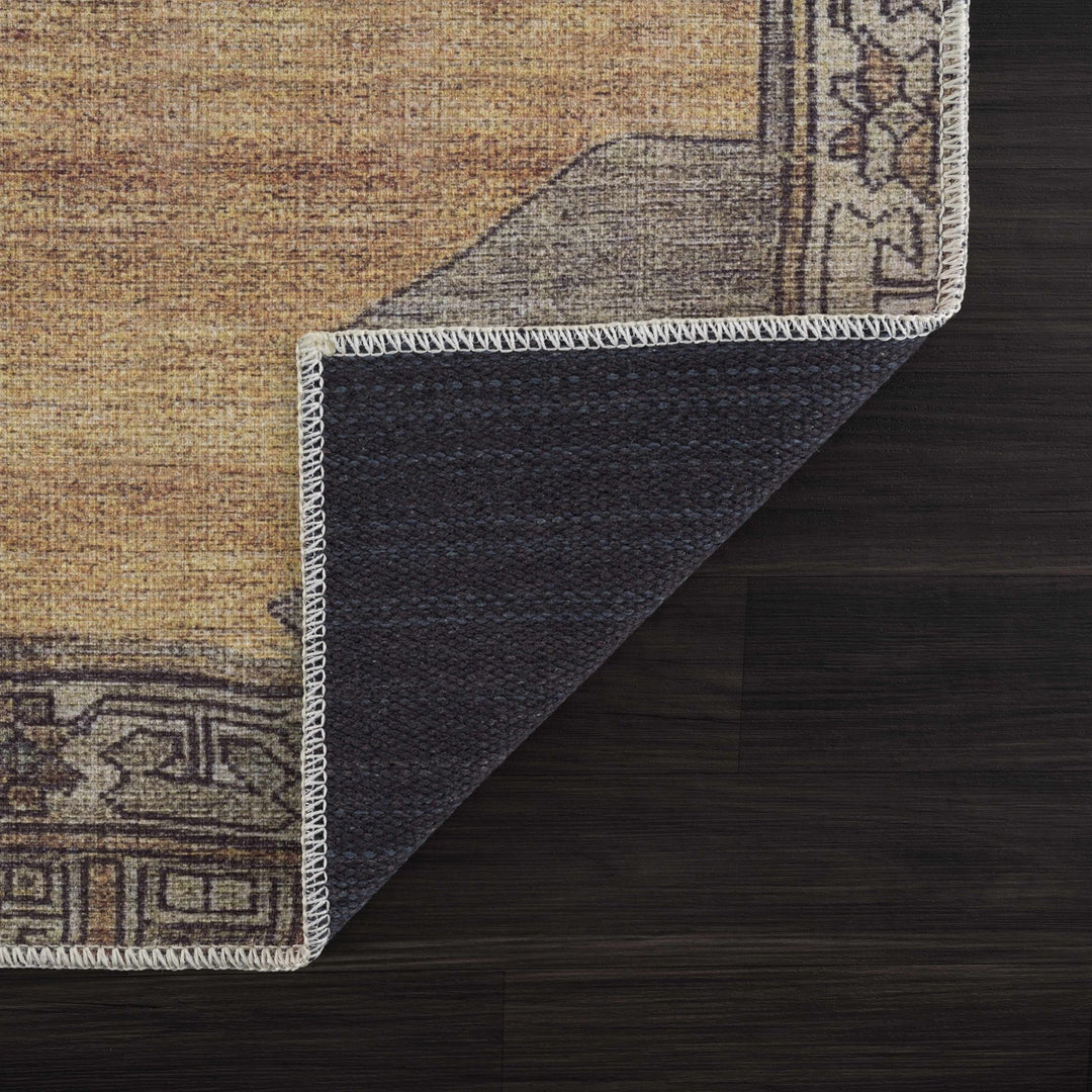 Tan, Beige and Charcoal Antique Style Traditional Machine Washable Area rug - The Rug Decor