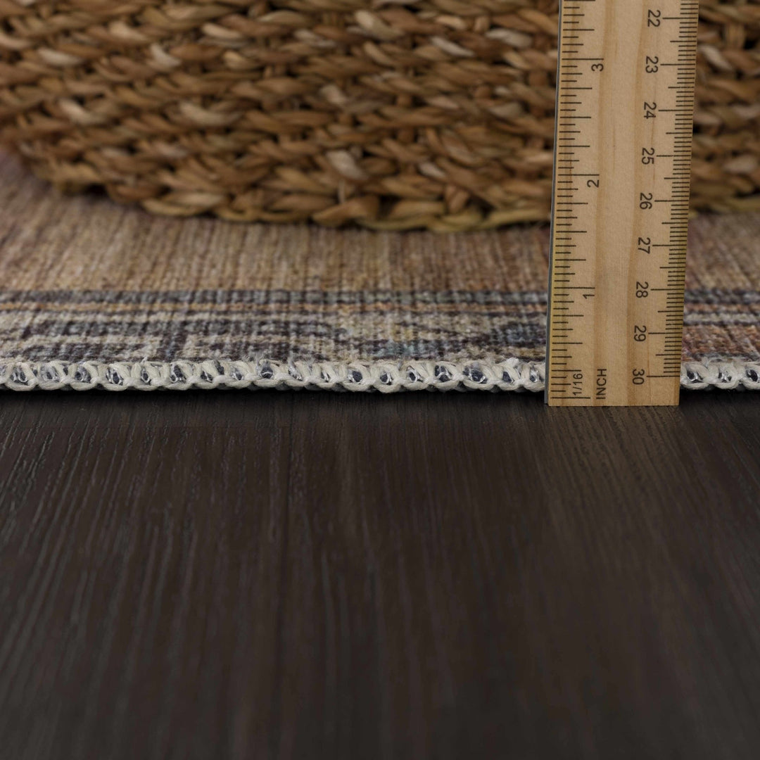 Tan, Beige and Charcoal Antique Style Traditional Machine Washable Area rug - The Rug Decor