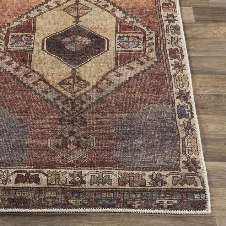 Tan, Beige and Charcoal Antique Style Traditional Machine Washable Area rug - The Rug Decor