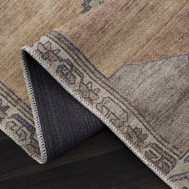 Tan, Beige and Charcoal Antique Style Traditional Machine Washable Area rug - The Rug Decor
