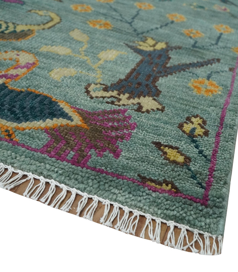 The Jungle Life Peacock on tree Rug Hand Knotted Multi Size Green Wool Rug - The Rug Decor