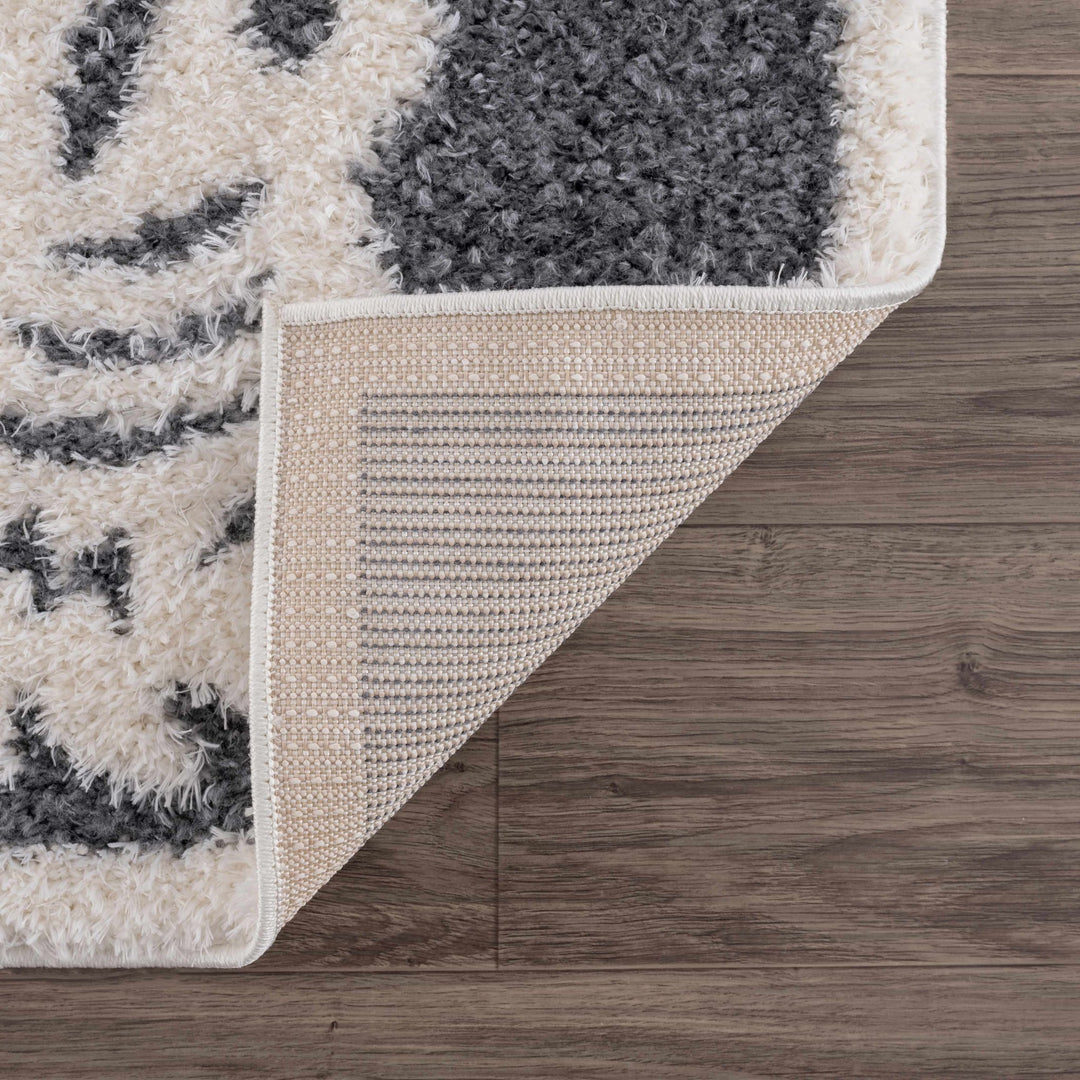 Tibetan Tiger Design Ivory and Charcoal Plush Pile Area Rug - The Rug Decor